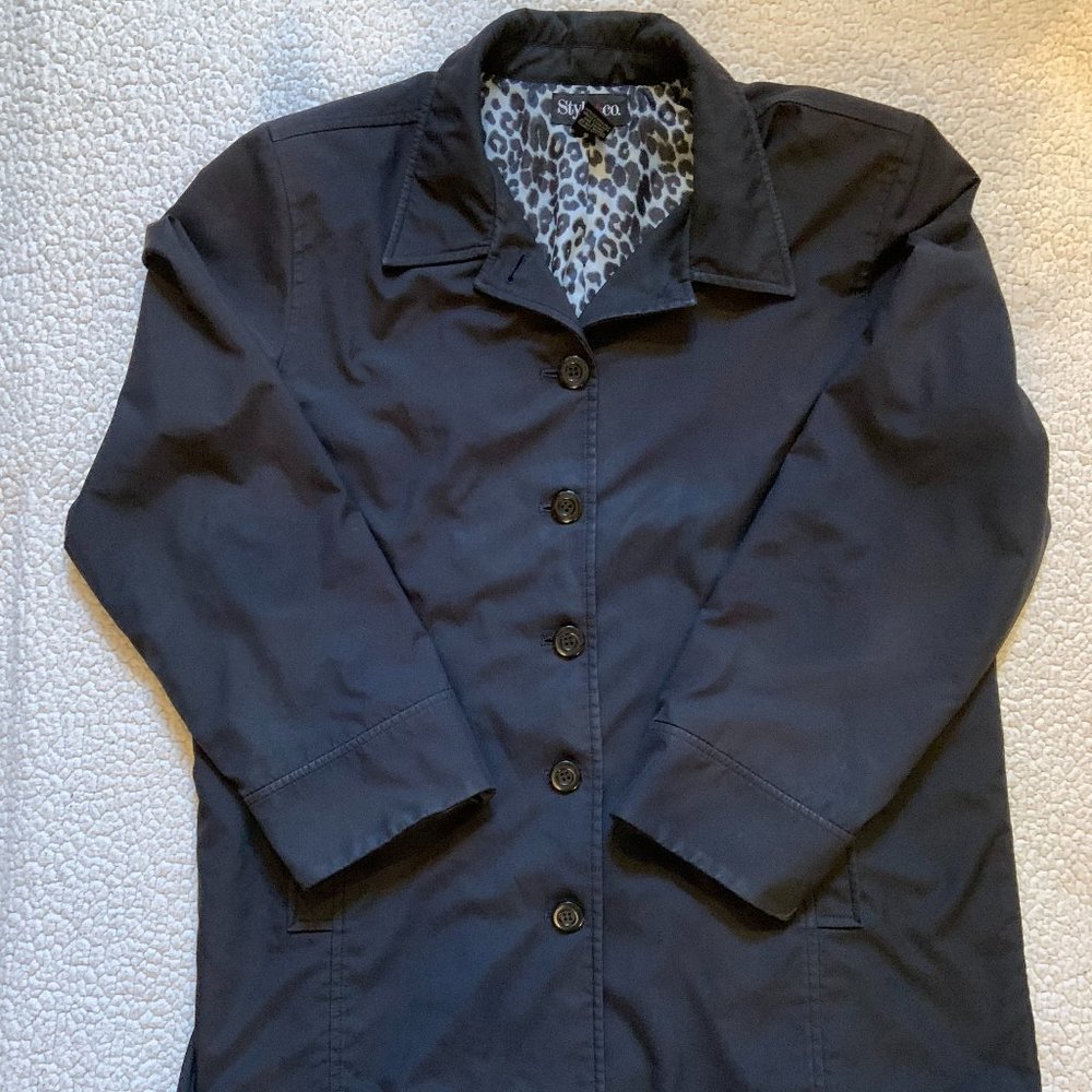 Black Rain Coat With Leopard Lining
